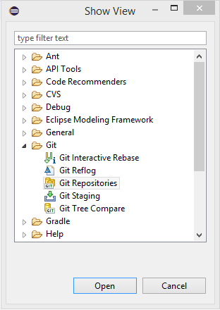 Eclipse Git repositories view